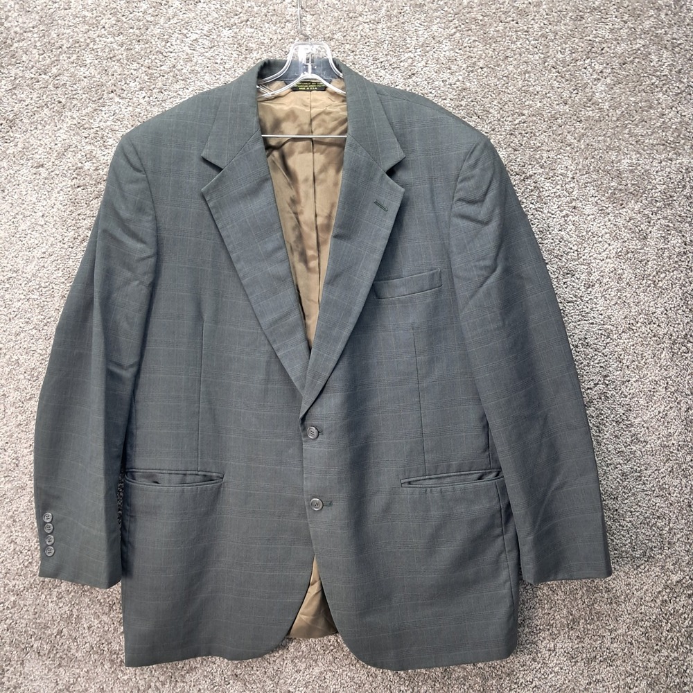 Deansgate Tailors Row Mens Grey Glen‎ Check Worsted Wool Blazer Sport Coat USA